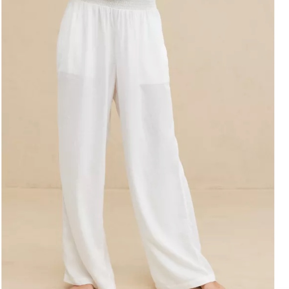 Aerie High Waisted White linen Pant - Picture 4 of 4